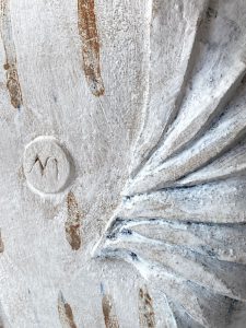 Detail of the foot and signature of a vessel, by Alexandra Ridel