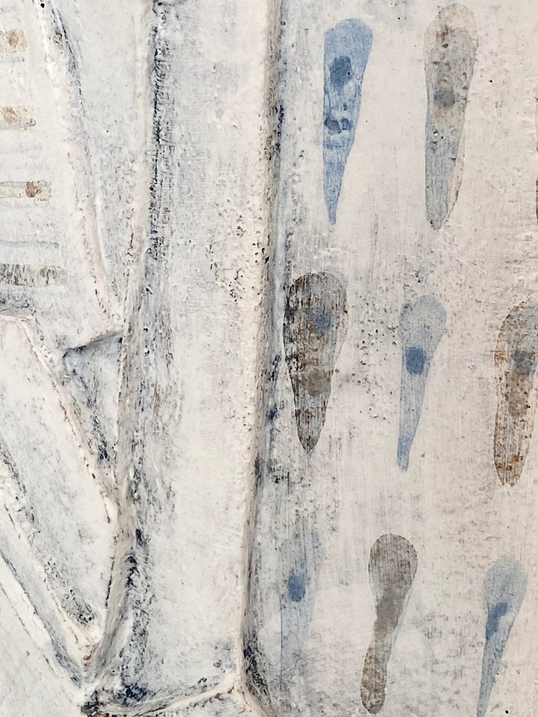 Slab-built stoneware close up detail, by Alexandra Ridel